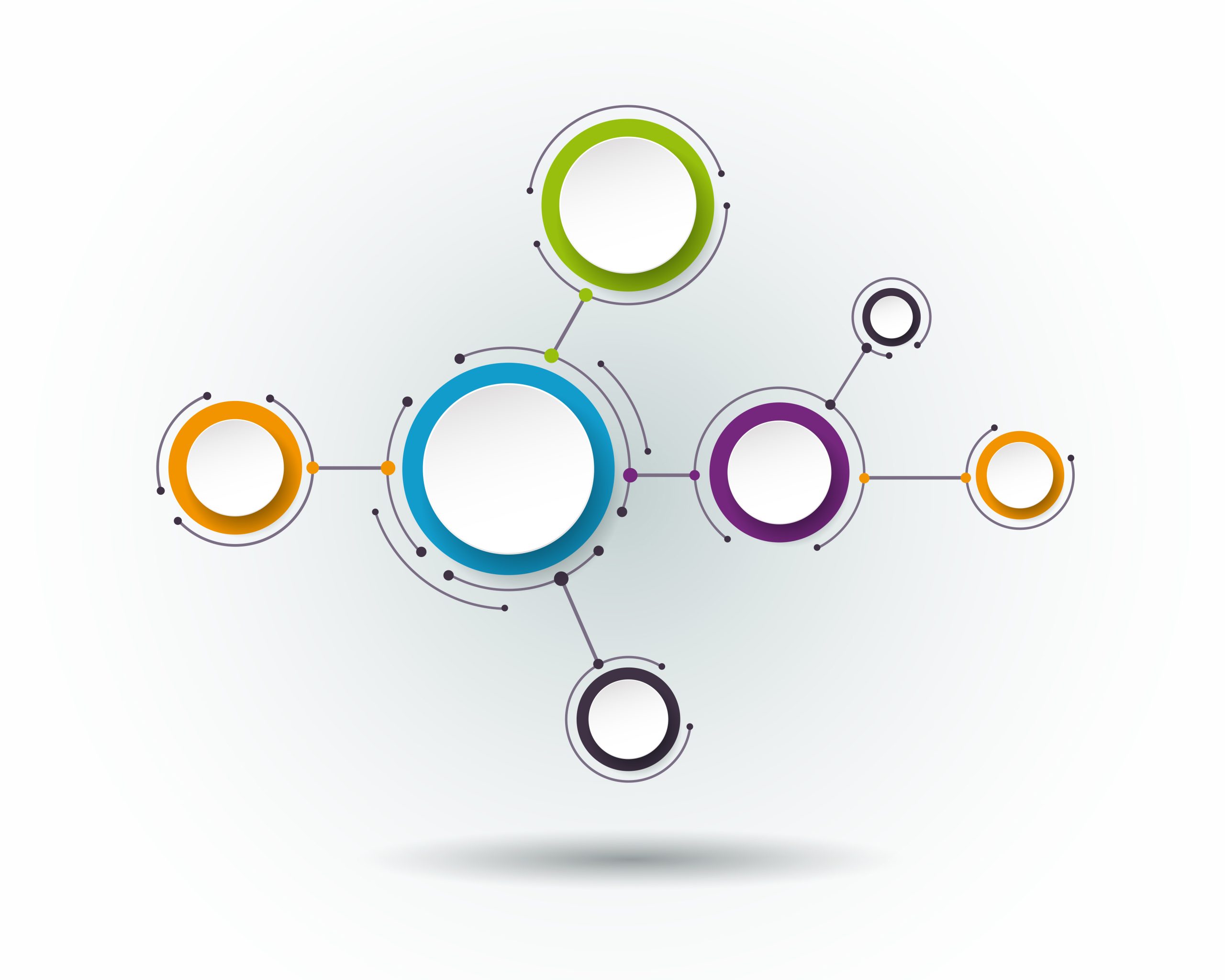 Home vector,abstract,molecules,,3d,paper,label,,integrated,circles.,blank,space